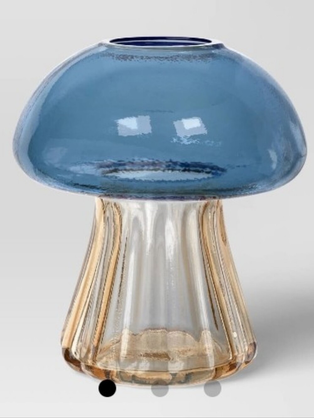 Glass Mushroom Bud Vase - Pale Blue and Clear